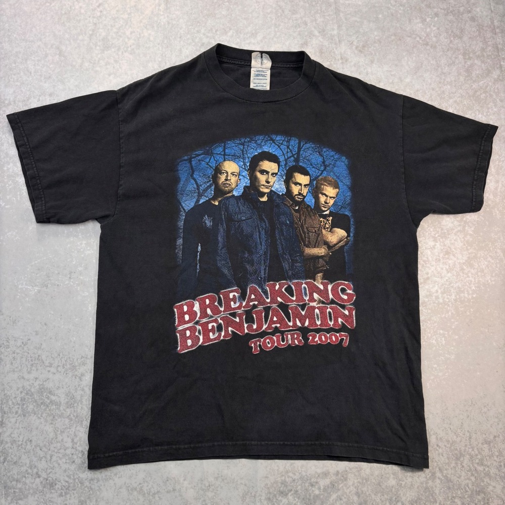 Breaking Benjamin Tour 2007 Band T-Shirt Black Size Large Front and Back Hits